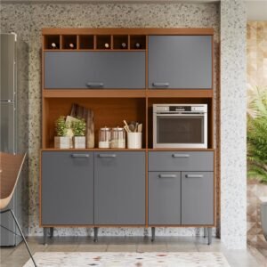 Kit Cozinha Dakota 1.60 Jequitiba / Cinza