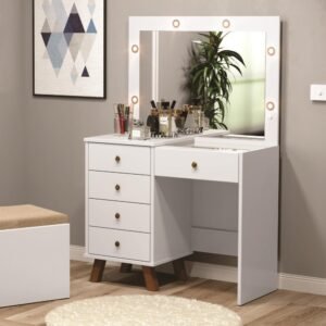 Penteadeira Camarim Mel Branco c/ Banqueta