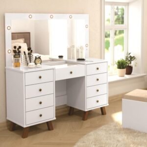 Penteadeira Camarim Eloa 1.37 Branco c/ Banqueta